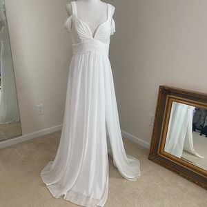 LuLu’s White Cold Shoulder Maxi dress